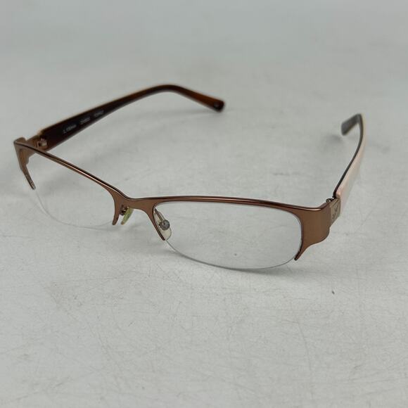 Cole Haan Ch900 Eyeglasses Topaz Unisex Adult Brown Metal Half‎ Rim 53-17-130mm - Picture 1 of 13